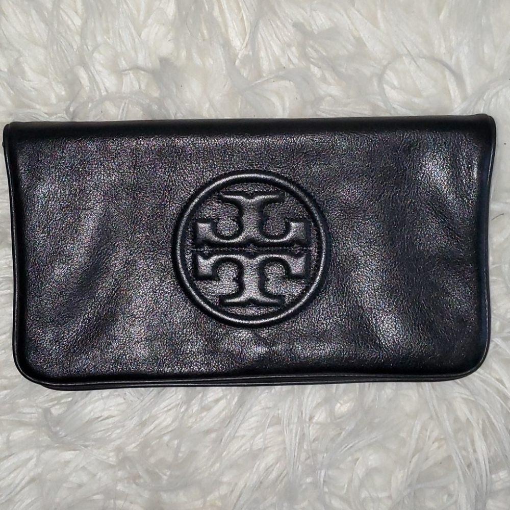 Tory Burch Black Leather Reva Clutch